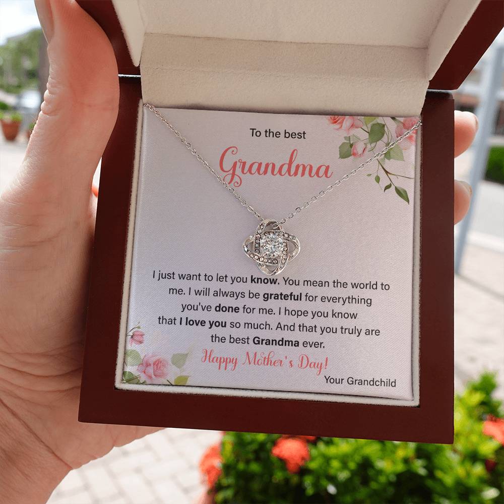 To The Best Grandma Grandmother Appreciation Necklace Love From Grandchild Gift Happy Mother’s Day For Her Sentimental Grandma Necklace Heartfelt Message For Old Lady Thank You Gift Gift For Special Person