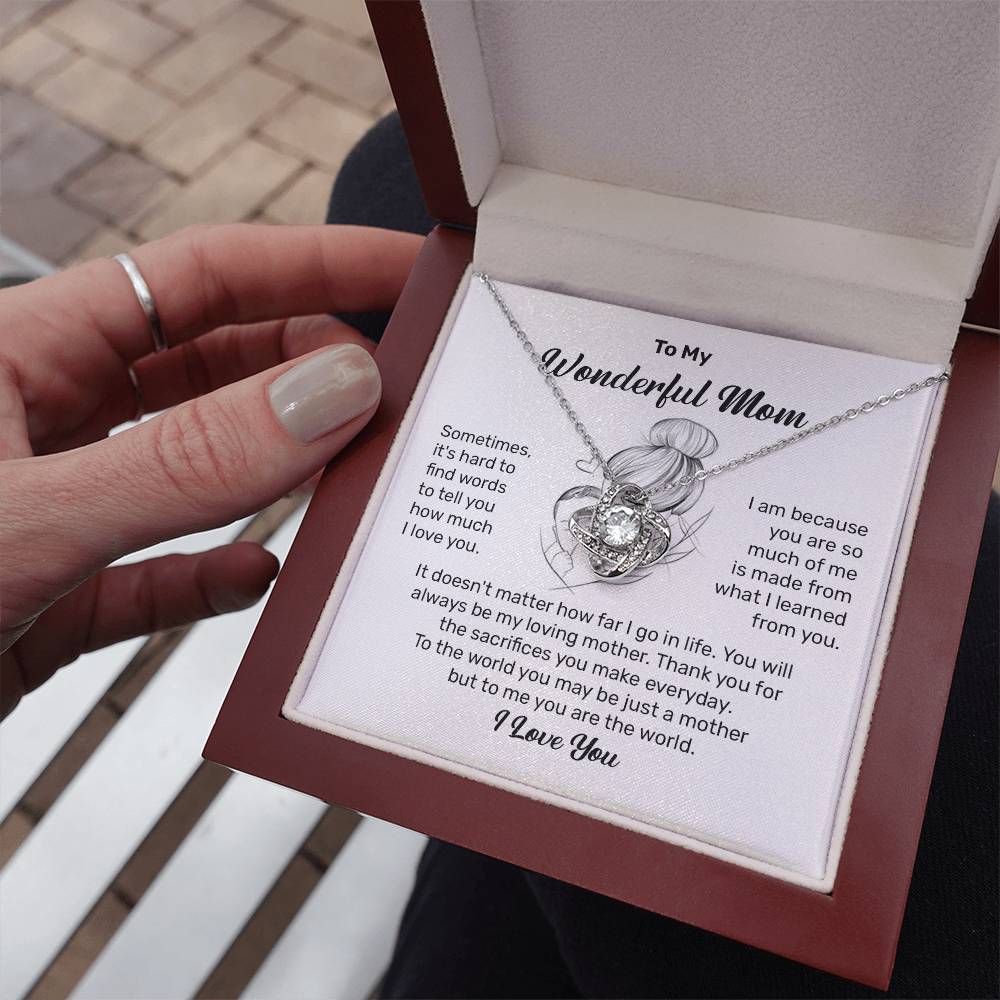 To My Wonderful Mom Heartfelt Necklace For Her Loving Jewelry For Mother's Day Thank You Gift Sentimental Necklace For Care Loving Pendant For A Cherished Bond Sentimental Pendant Appreciation Necklace For Her Thoughtful Necklace For Love And Support