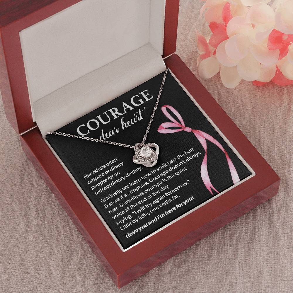 Courage, Dear Heart Overcoming Hardships Necklace Courage Necklace Extraordinary Destiny Jewelry Meaningful Gift For Cancer Patients Supportive Gift For Fighters Never Give Up Necklace Breast Cancer Necklace For Soulmate