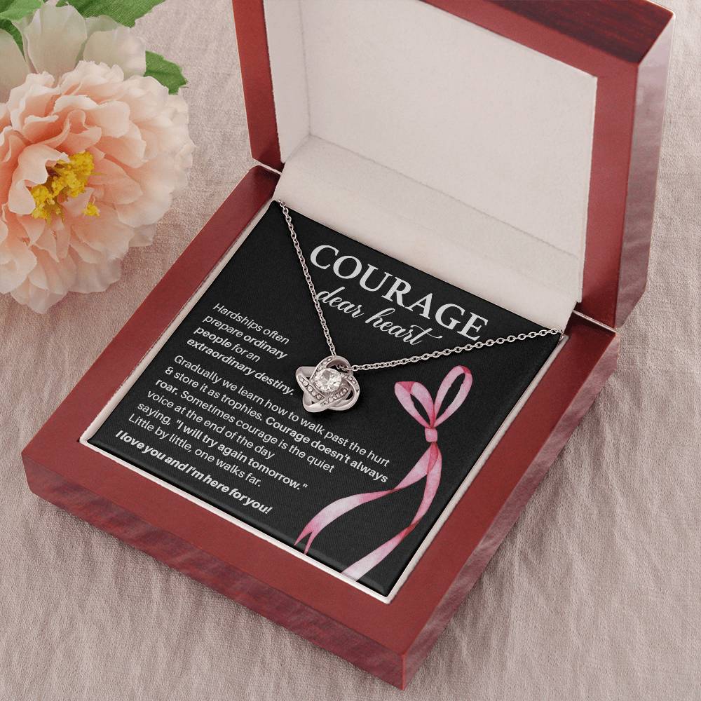 Courage, Dear Heart Overcoming Hardships Necklace Courage Necklace Extraordinary Destiny Jewelry Meaningful Gift For Cancer Patients Supportive Gift For Fighters Never Give Up Necklace Breast Cancer Necklace For Soulmate