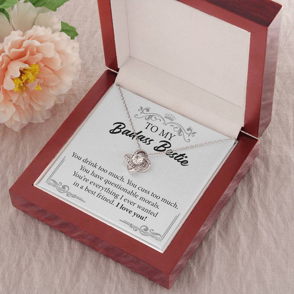 Badass Bestie Necklace Gift with Funny Message Card