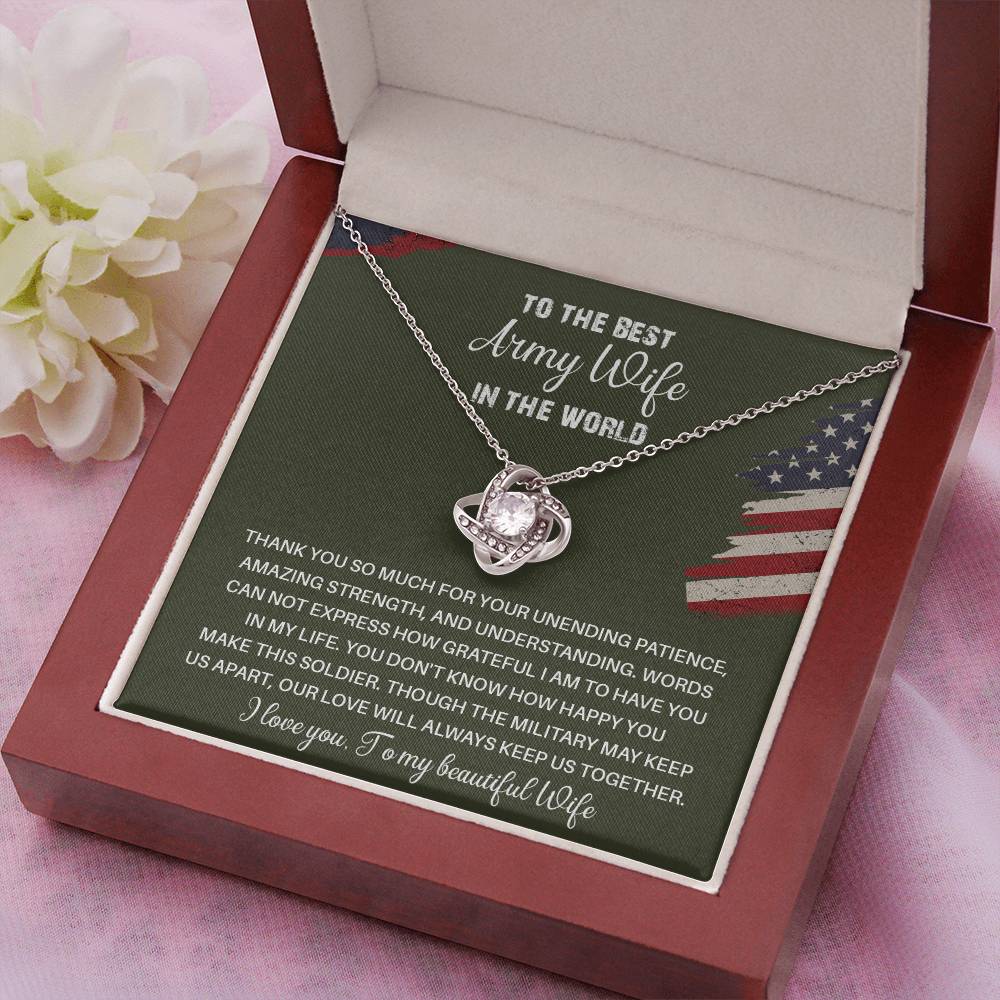 To The Best Army Wife In The World  Best Army Wife Jewelry Unwavering Support Necklace Thank You Jewelry For Wives Unique Gift For Military Spouses My Beautiful Wife Jewelry Romantic Gift For Army Wives Meaningful Gift For Military Wives