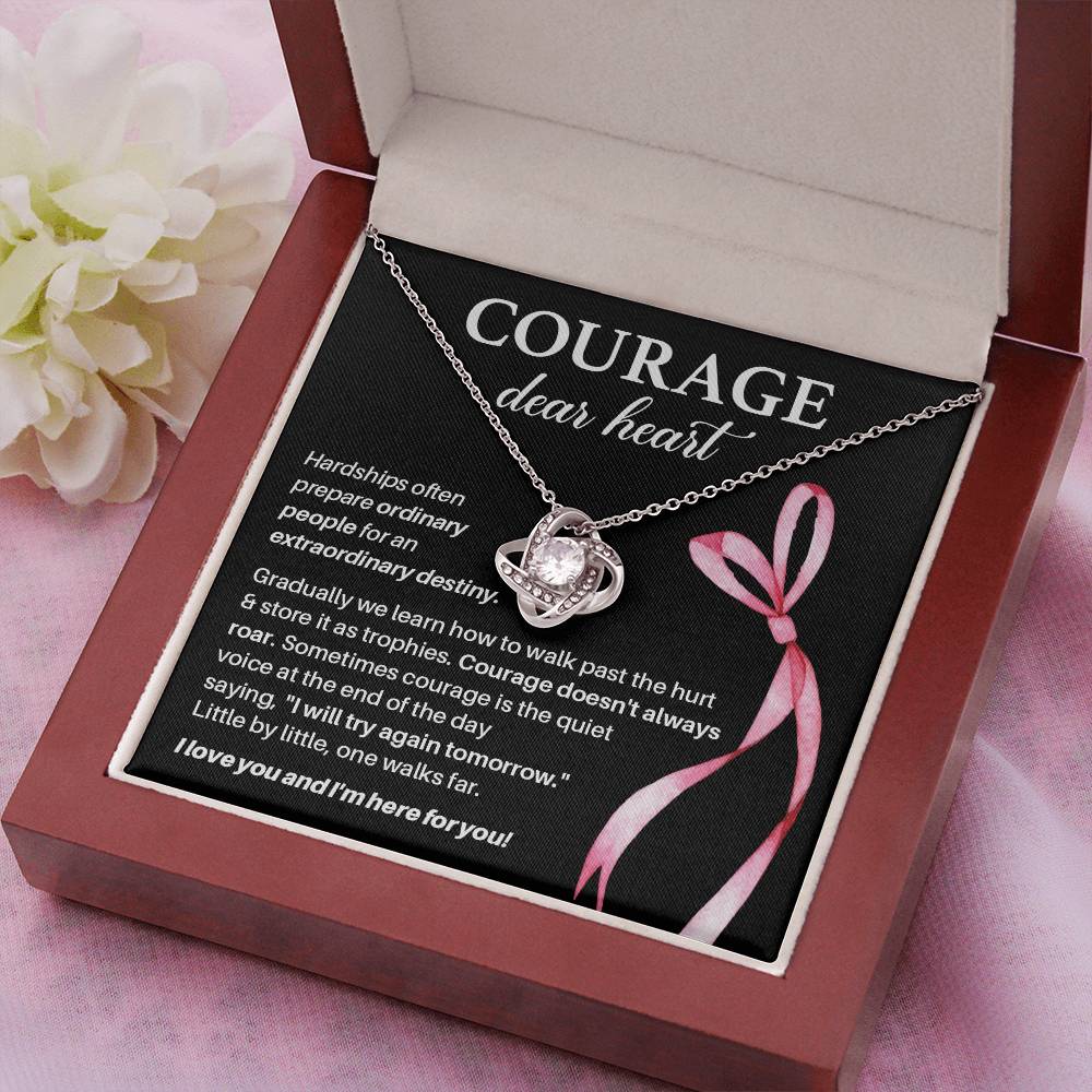 Courage, Dear Heart Overcoming Hardships Necklace Courage Necklace Extraordinary Destiny Jewelry Meaningful Gift For Cancer Patients Supportive Gift For Fighters Never Give Up Necklace Breast Cancer Necklace For Soulmate