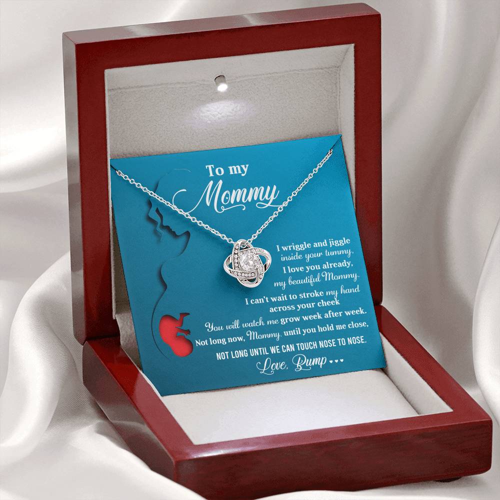 To My Mommy Necklace For Mothe's Day Jewelry For Mom, Gift For Mommy From Baby Bump, Pregnancy Gift For Mommy Love Knot Necklace With Meaningful Message Card And Box.