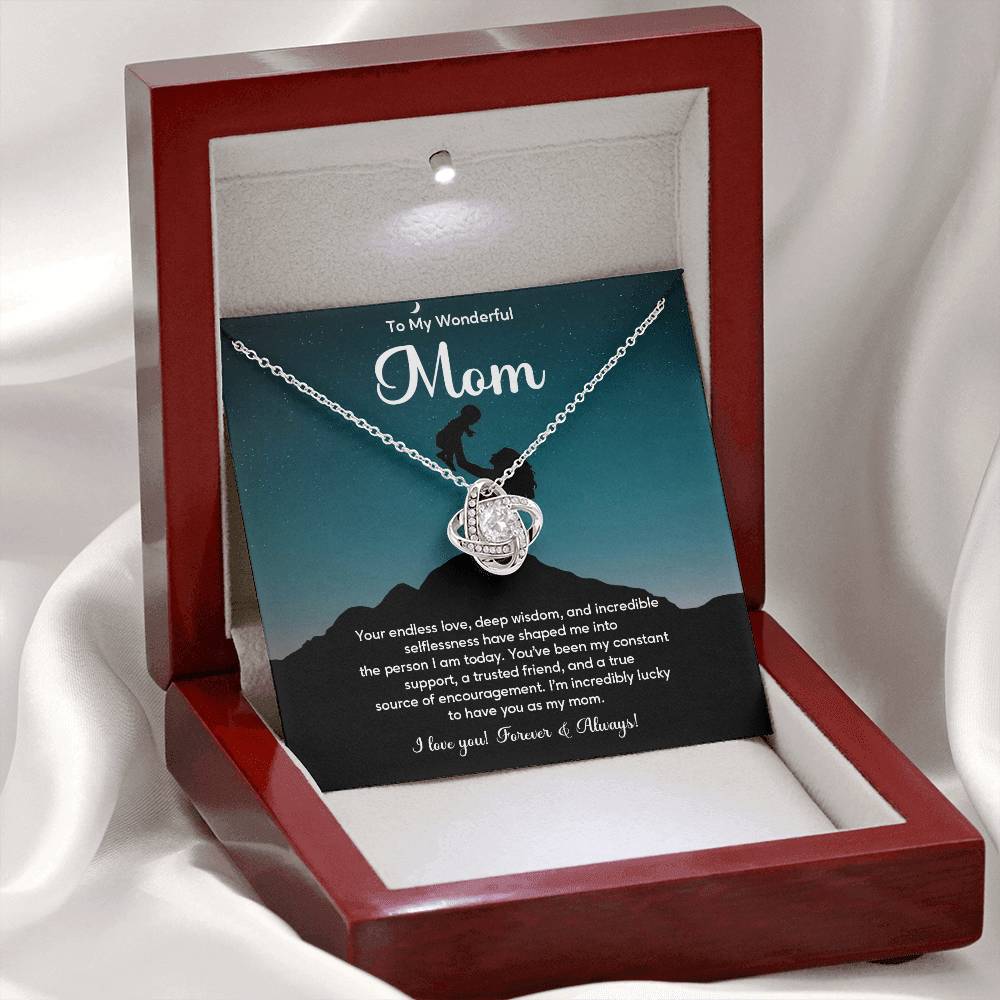 To My Wonderful Mom Elegant Jewelry Thoughtful Necklace For Love And Care Sweet Gift For Lifelong Support Sentimental Jewelry Heartfelt Necklace For Lifelong Bond Thank You Pendant For Support Sentimental Necklace Thank You Gift