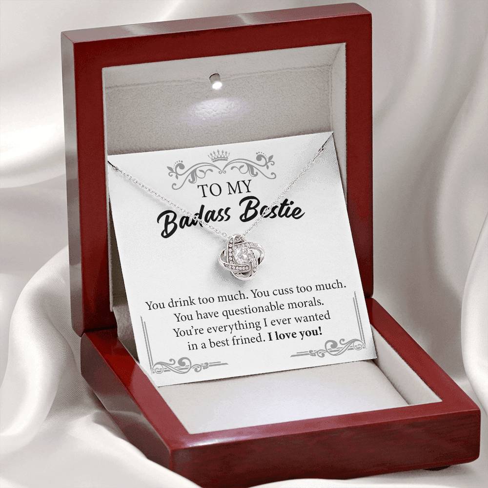 Badass Bestie Necklace Gift with Funny Message Card