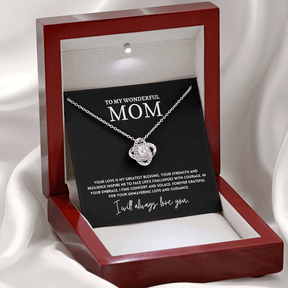 To My Wonderful Mom Necklace Gift with Message Card
