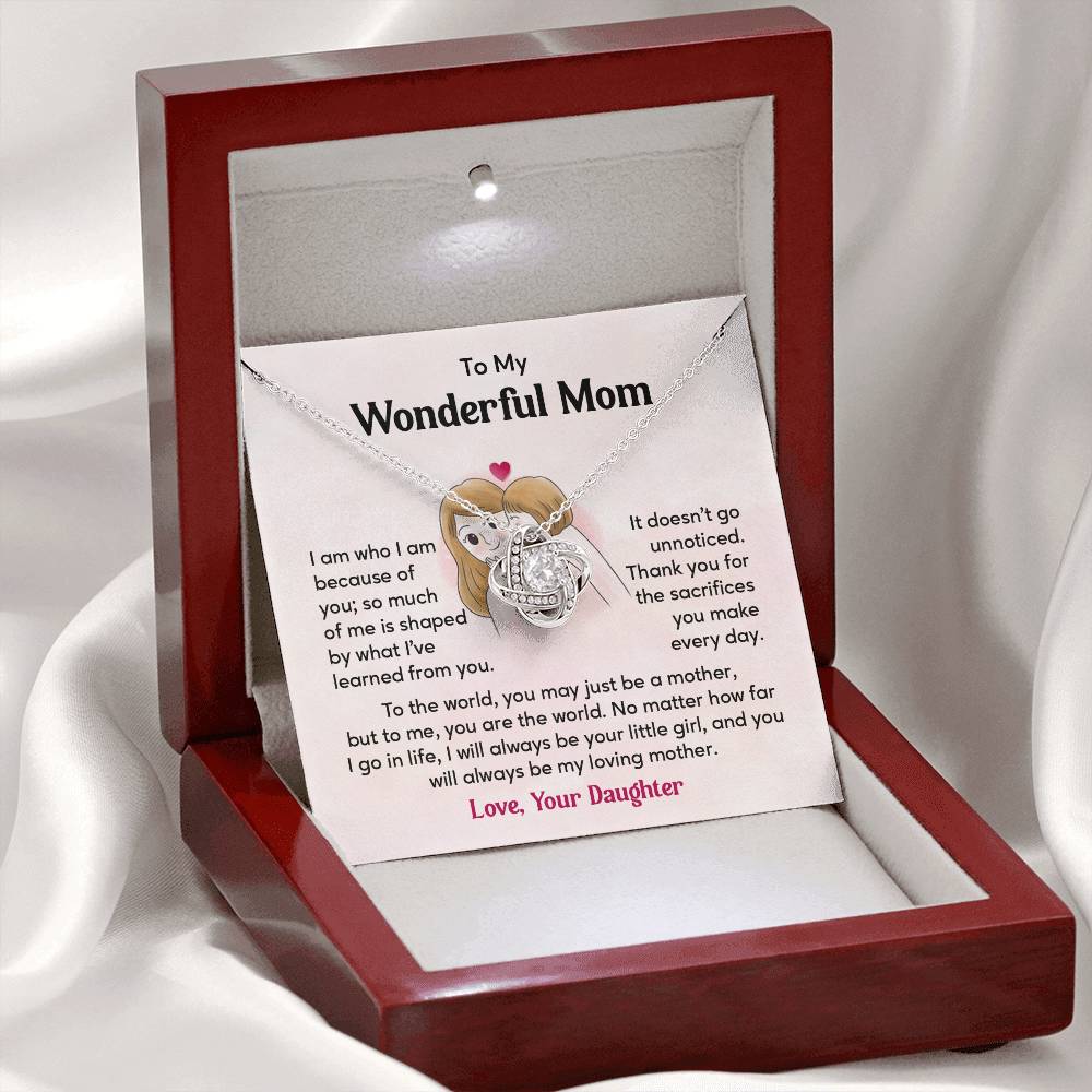 To My Wonderful Mom, Wonderful Mom Pendant Heartfelt Necklace For Her Thank You Gift For Sacrifice Sentimental Necklace For Love Loving Pendant Sentimental Pendant Appreciation Necklace For Her Special Pendant For A Mother Love Loving Pendant For Support