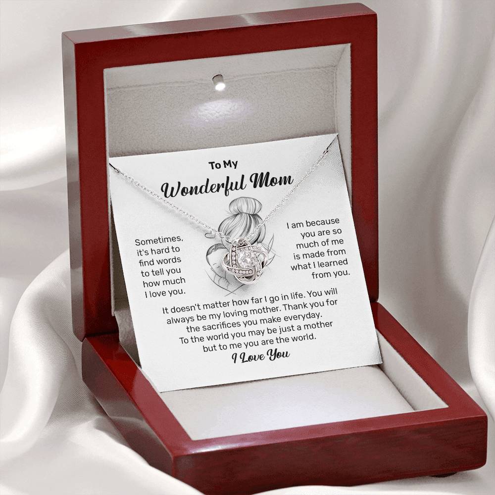 To My Wonderful Mom Heartfelt Necklace For Her Loving Jewelry For Mother's Day Thank You Gift Sentimental Necklace For Care Loving Pendant For A Cherished Bond Sentimental Pendant Appreciation Necklace For Her Thoughtful Necklace For Love And Support