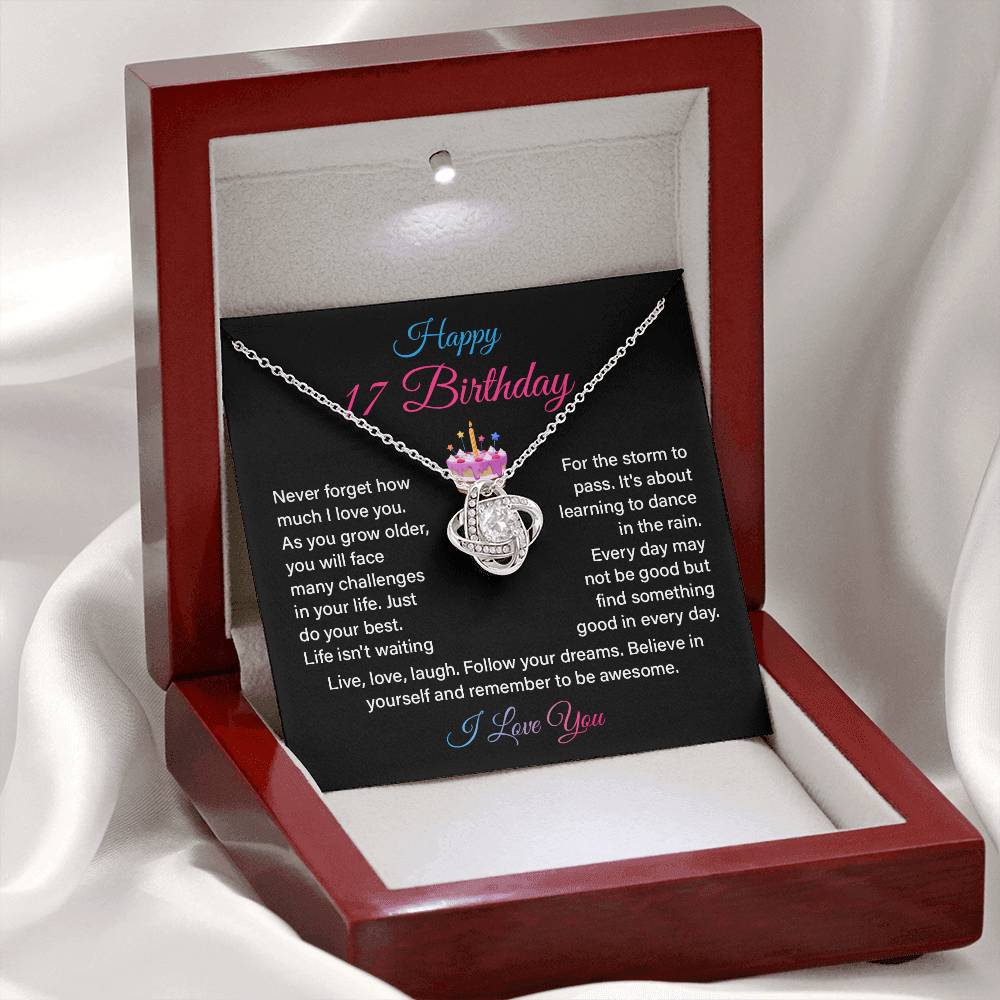 17th Birthday Necklace Gift for Her – Inspirational Message Card