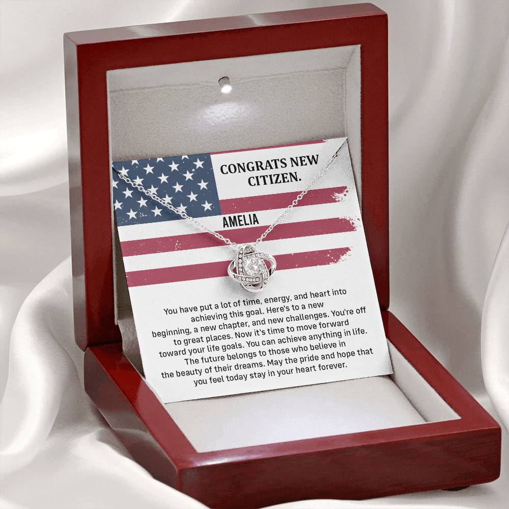 Congrats Necklace For New U.s. Citizen Amelia Necklace For New U.s. Citizen Necklace With Citizenship Message Gift For Citizenship Milestone Necklace For Official U.S Citizen Gift For American Citizenship Success Necklace For US Naturalization Celebration