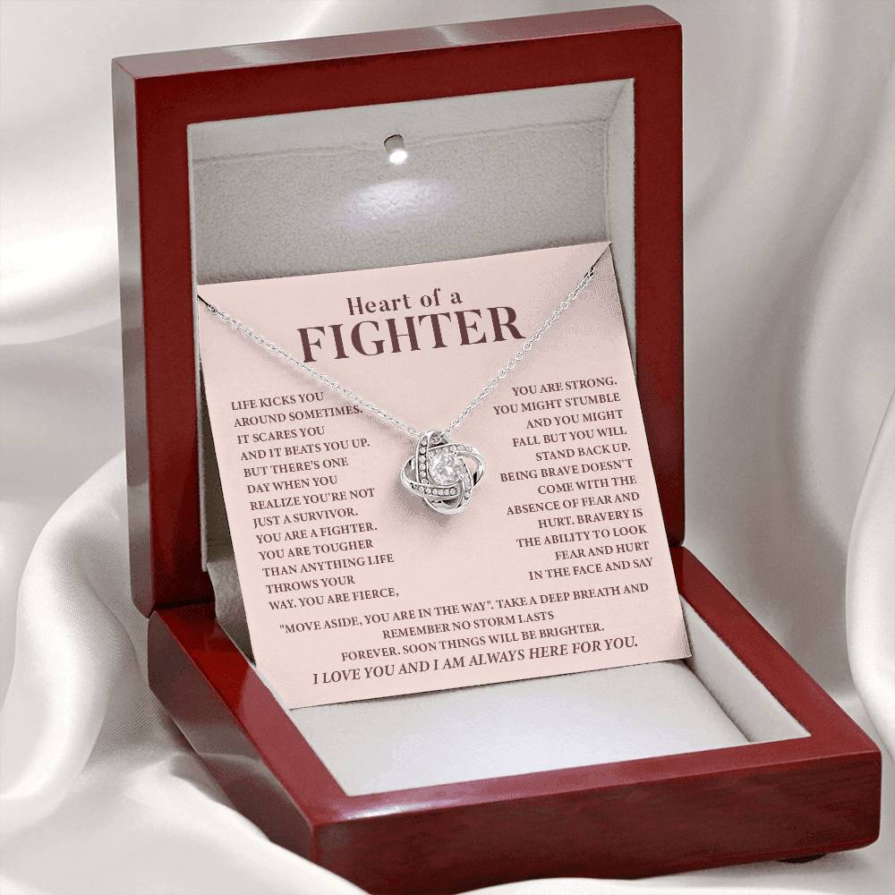 Heart of a Fighter Necklace for Women – Strength and Courage Jewelry Gift