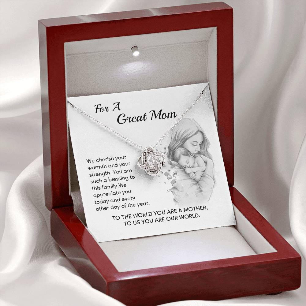 Great Mom Necklace Gift – You Are Our World Card