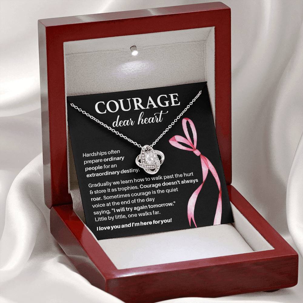 Courage, Dear Heart Overcoming Hardships Necklace Courage Necklace Extraordinary Destiny Jewelry Meaningful Gift For Cancer Patients Supportive Gift For Fighters Never Give Up Necklace Breast Cancer Necklace For Soulmate