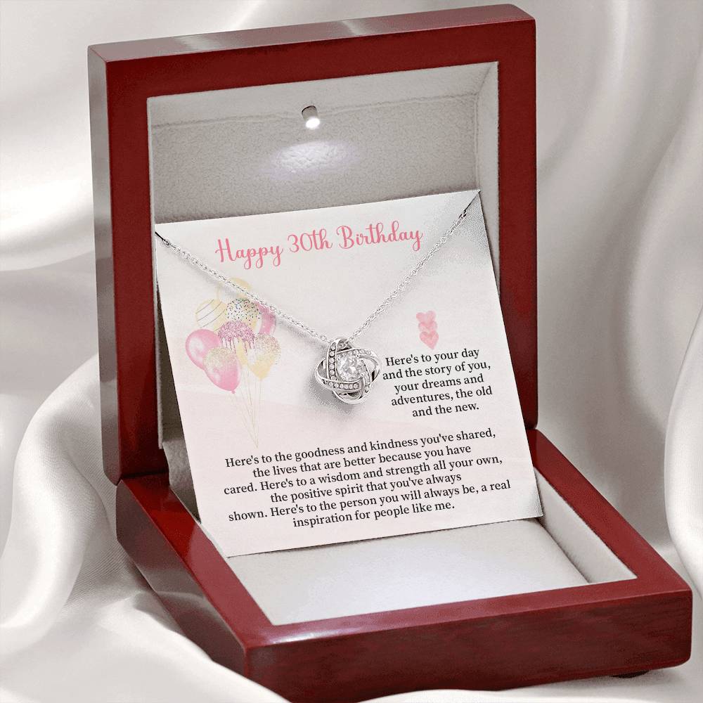 30th Birthday Gift for Her – Sentimental Necklace with Message Card