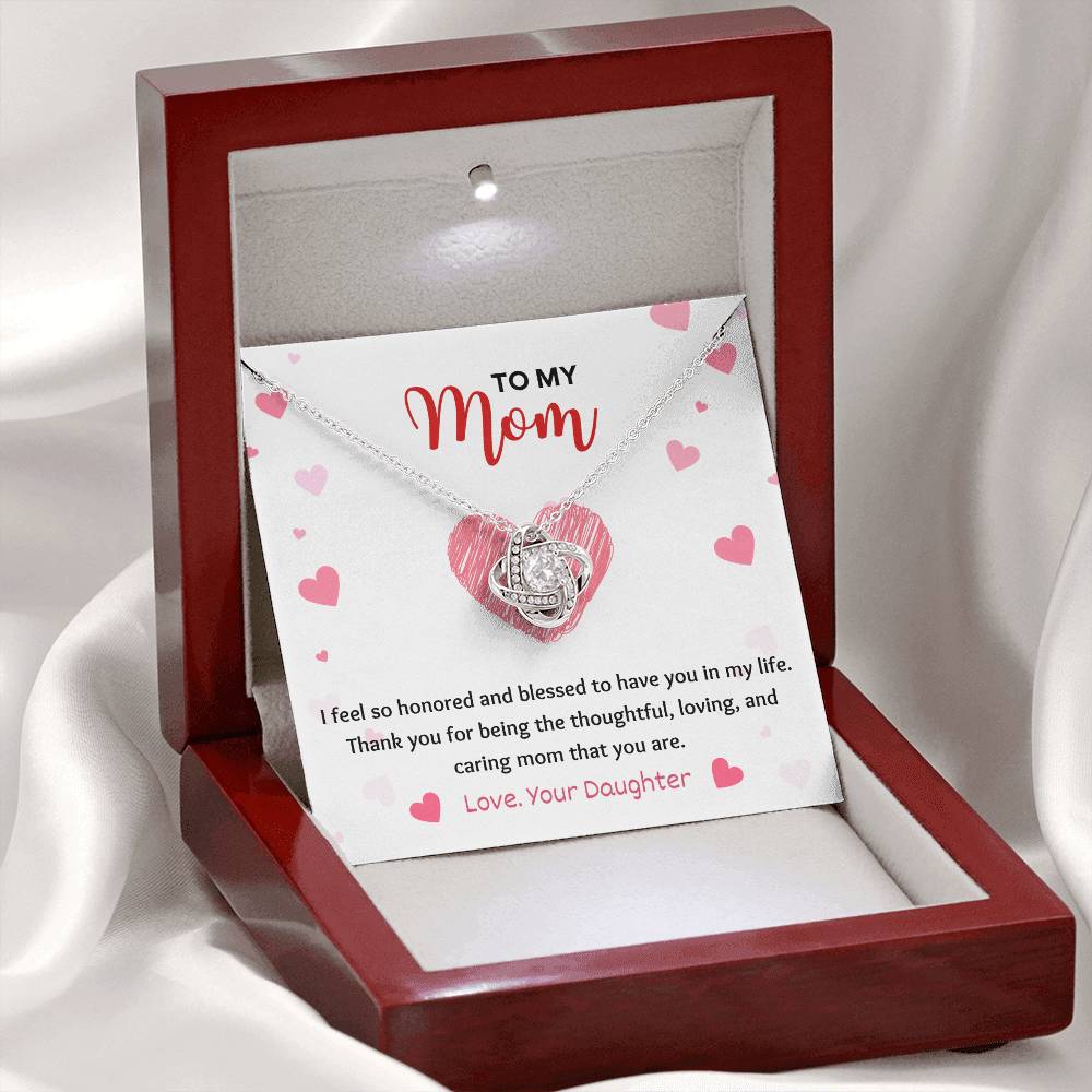 Mom Necklace Gift from Daughter – Message Card and Box