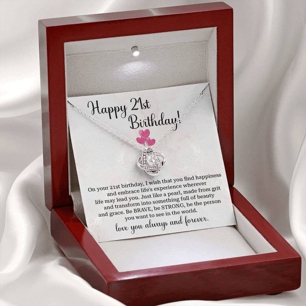 21st Birthday Necklace for Daughter – Gift Box with Message Card