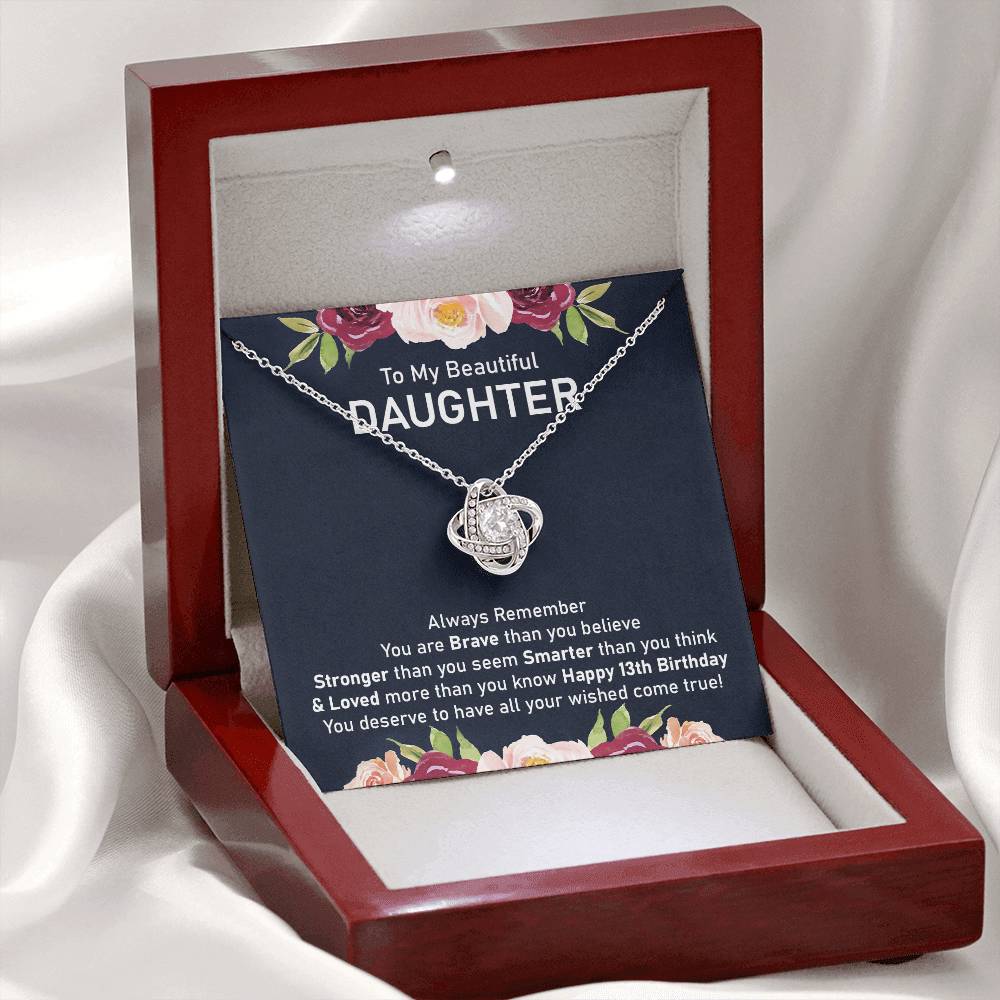 13th Birthday Necklace Gift for Daughter With Message Card