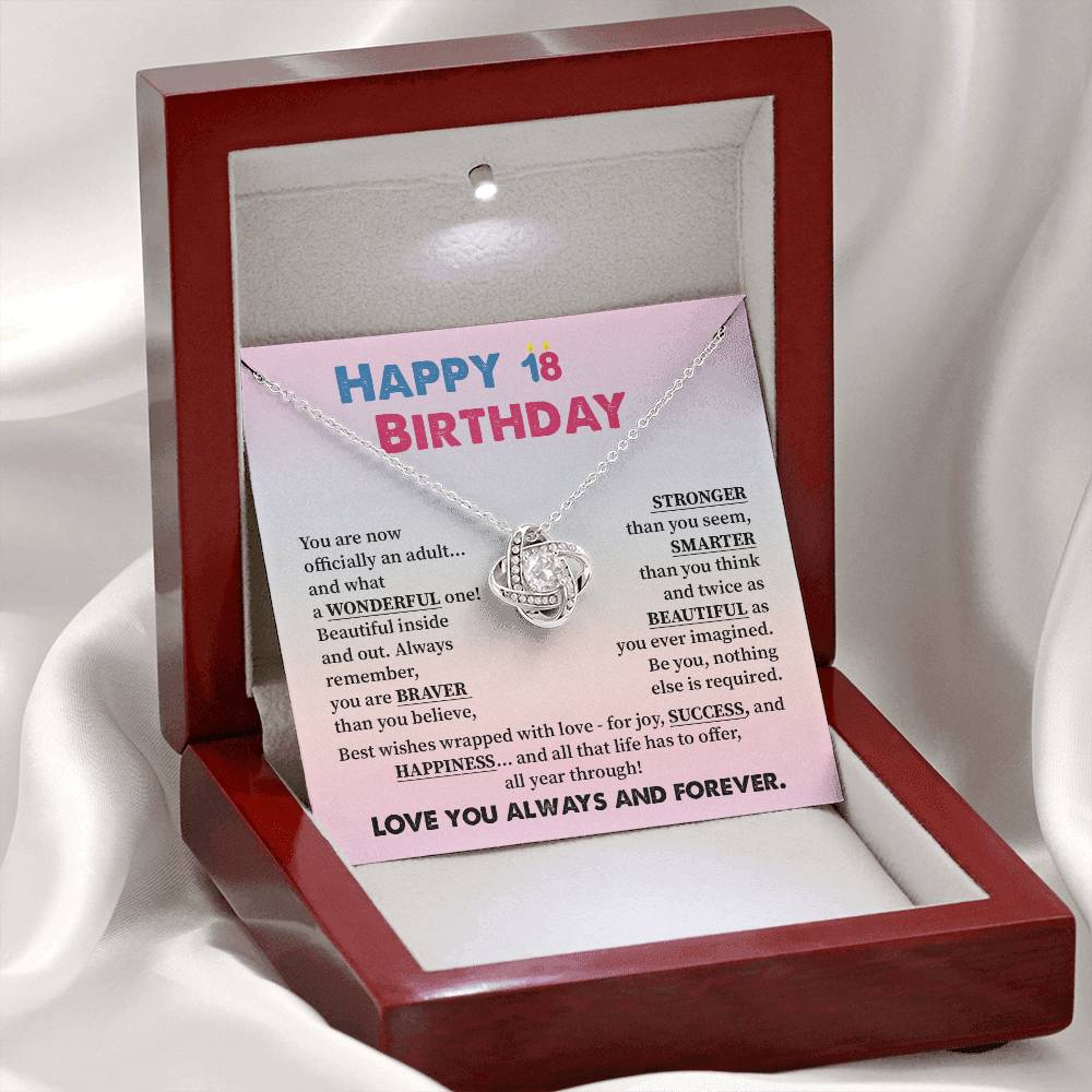 18th Birthday Necklace for Girl – Pastel Message Card Jewelry Gift