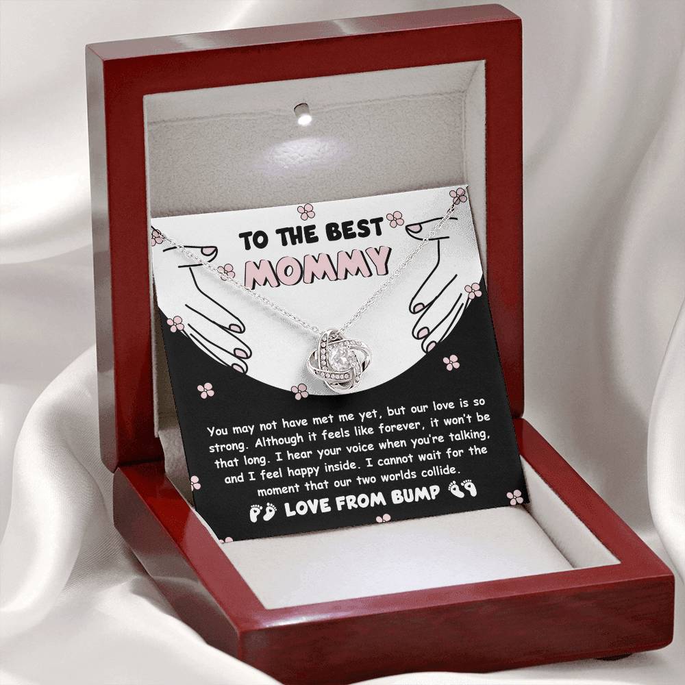 To My Best Mommy  Necklace For Mothe's Day Jewelry For Mom, Gift For Mommy From Baby Bump, Pregnancy Gift For Mommy 925 Silver Necklace Love Knot Necklace With Meaningful Message Card And Box.