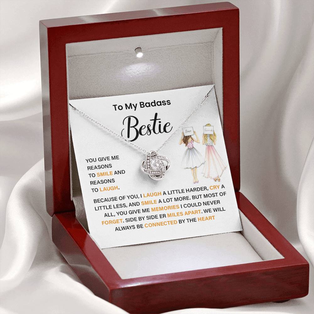 Badass Bestie Necklace Gift with Heartfelt Message Card