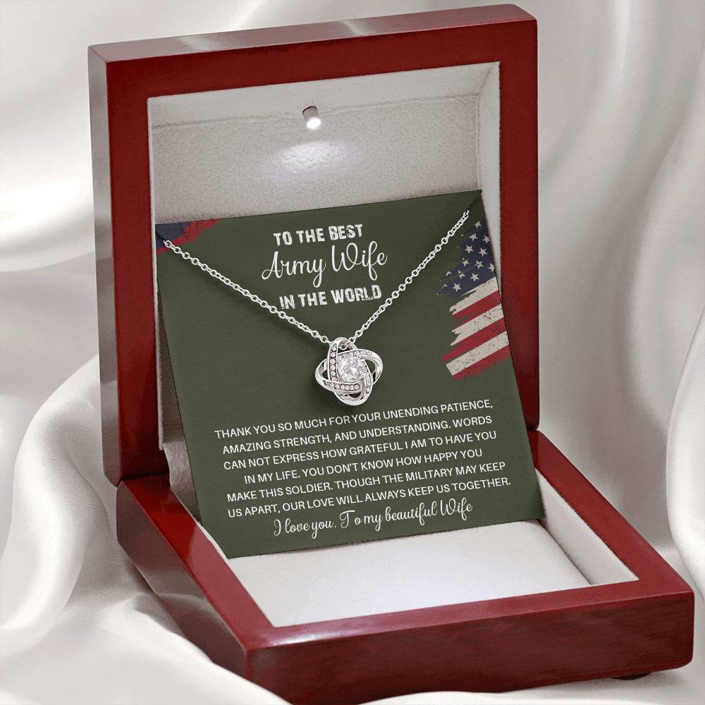 To The Best Army Wife In The World  Best Army Wife Jewelry Unwavering Support Necklace Thank You Jewelry For Wives Unique Gift For Military Spouses My Beautiful Wife Jewelry Romantic Gift For Army Wives Meaningful Gift For Military Wives