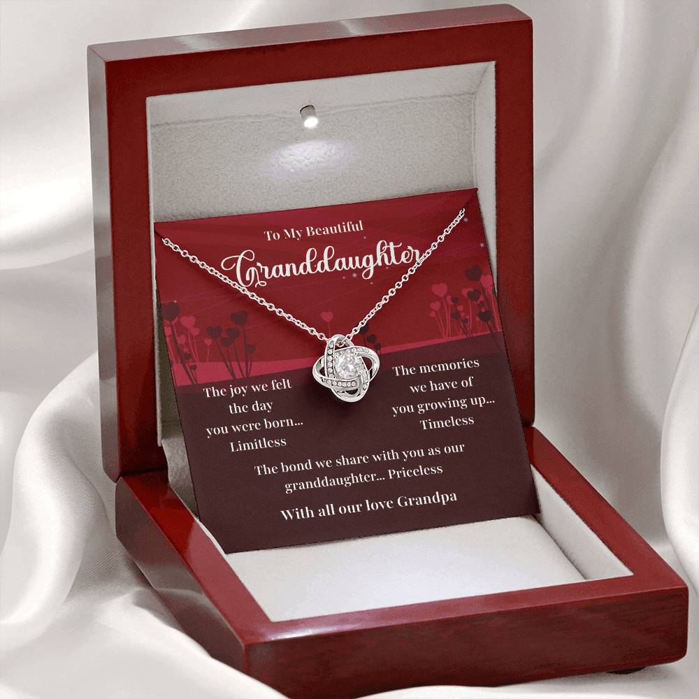 Granddaughter Necklace Gift from Grandpa with Message Card