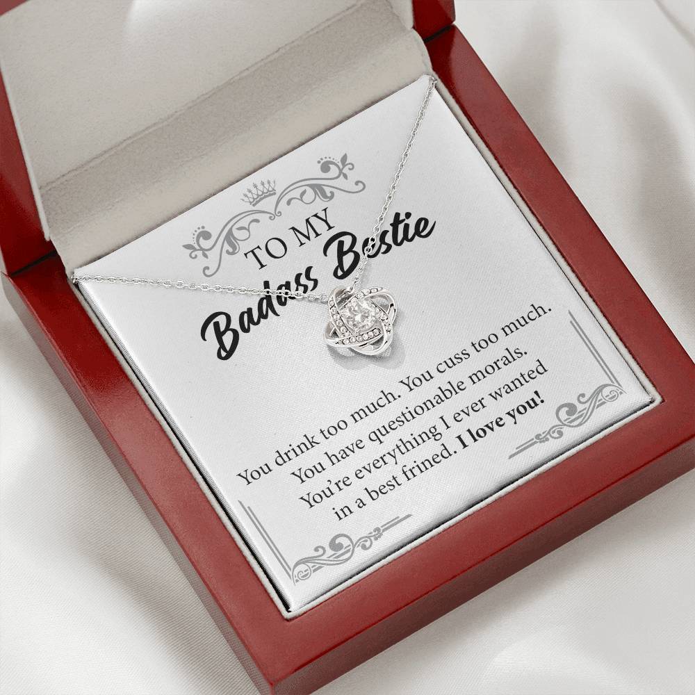 Badass Bestie Necklace Gift with Funny Message Card