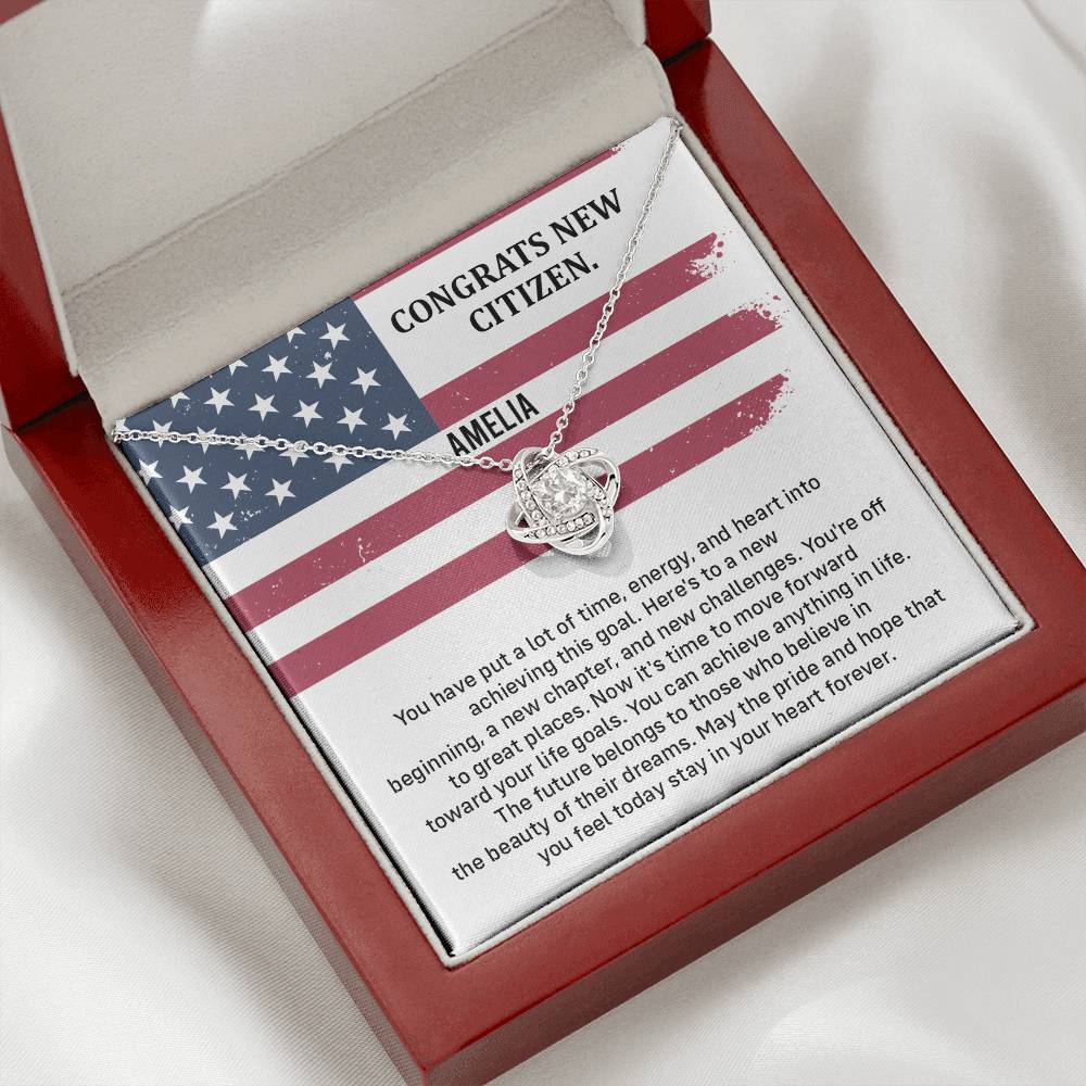 Congrats Necklace For New U.s. Citizen Amelia Necklace For New U.s. Citizen Necklace With Citizenship Message Gift For Citizenship Milestone Necklace For Official U.S Citizen Gift For American Citizenship Success Necklace For US Naturalization Celebration