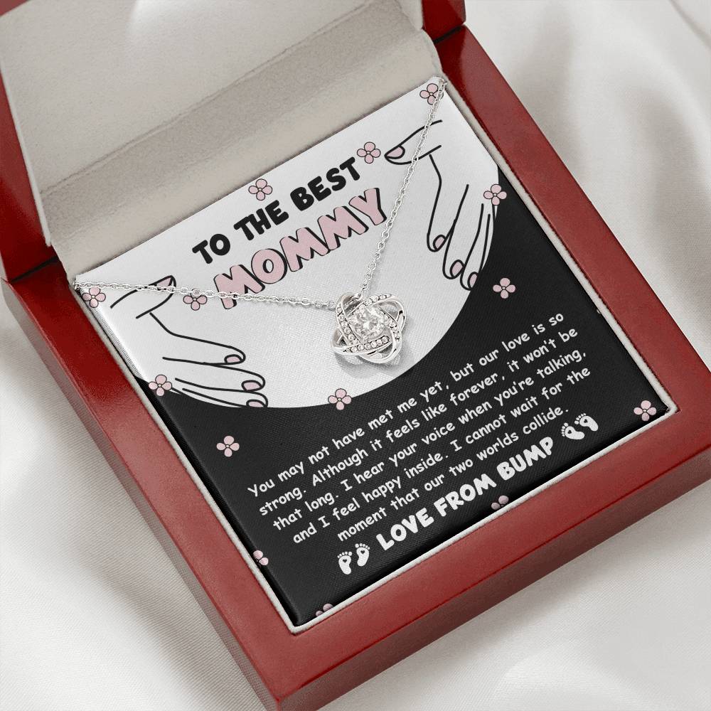 To My Best Mommy  Necklace For Mothe's Day Jewelry For Mom, Gift For Mommy From Baby Bump, Pregnancy Gift For Mommy 925 Silver Necklace Love Knot Necklace With Meaningful Message Card And Box.