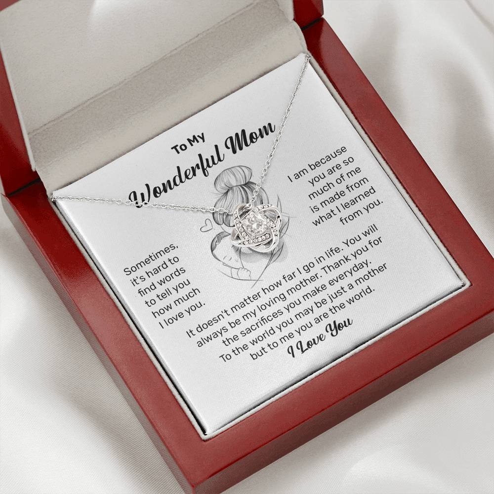 To My Wonderful Mom Heartfelt Necklace For Her Loving Jewelry For Mother's Day Thank You Gift Sentimental Necklace For Care Loving Pendant For A Cherished Bond Sentimental Pendant Appreciation Necklace For Her Thoughtful Necklace For Love And Support