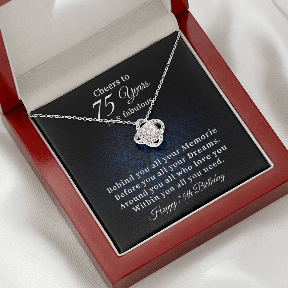 Cheers to 75 Years Necklace Birthday Gift for Her