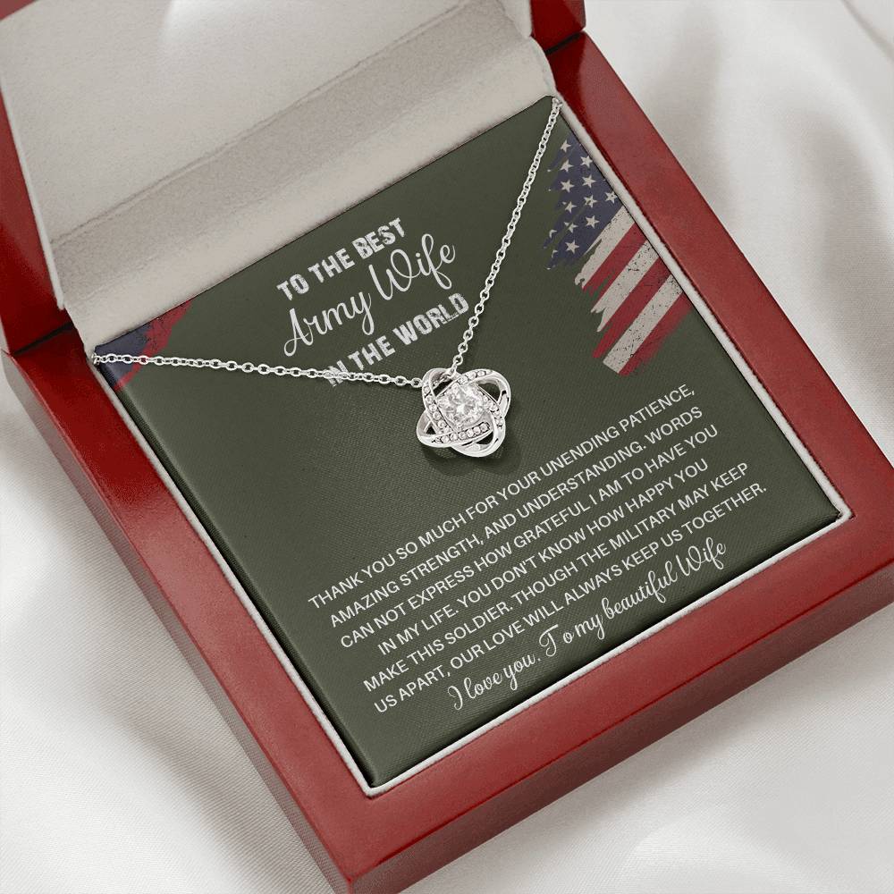 To The Best Army Wife In The World  Best Army Wife Jewelry Unwavering Support Necklace Thank You Jewelry For Wives Unique Gift For Military Spouses My Beautiful Wife Jewelry Romantic Gift For Army Wives Meaningful Gift For Military Wives