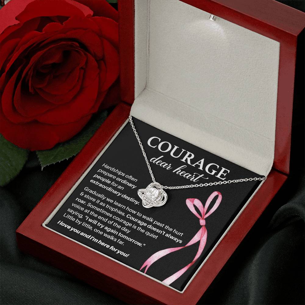 Courage, Dear Heart Overcoming Hardships Necklace Courage Necklace Extraordinary Destiny Jewelry Meaningful Gift For Cancer Patients Supportive Gift For Fighters Never Give Up Necklace Breast Cancer Necklace For Soulmate