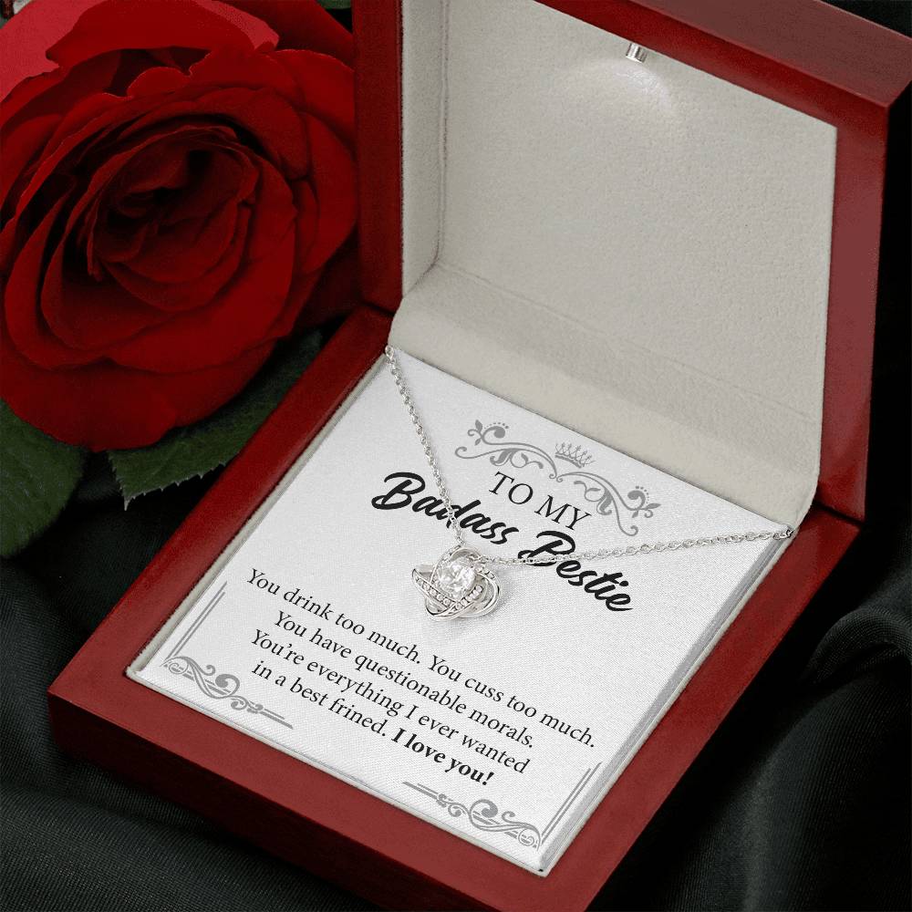 Badass Bestie Necklace Gift with Funny Message Card