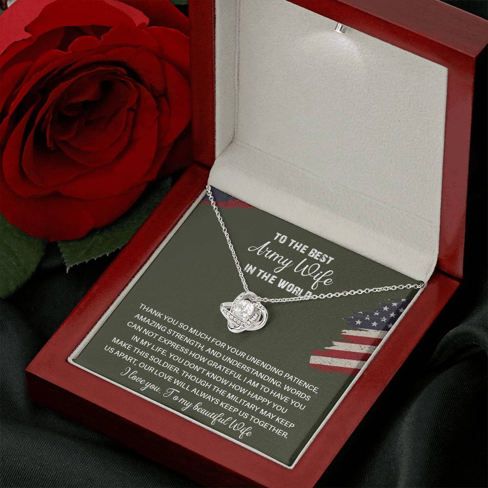 To The Best Army Wife In The World  Best Army Wife Jewelry Unwavering Support Necklace Thank You Jewelry For Wives Unique Gift For Military Spouses My Beautiful Wife Jewelry Romantic Gift For Army Wives Meaningful Gift For Military Wives