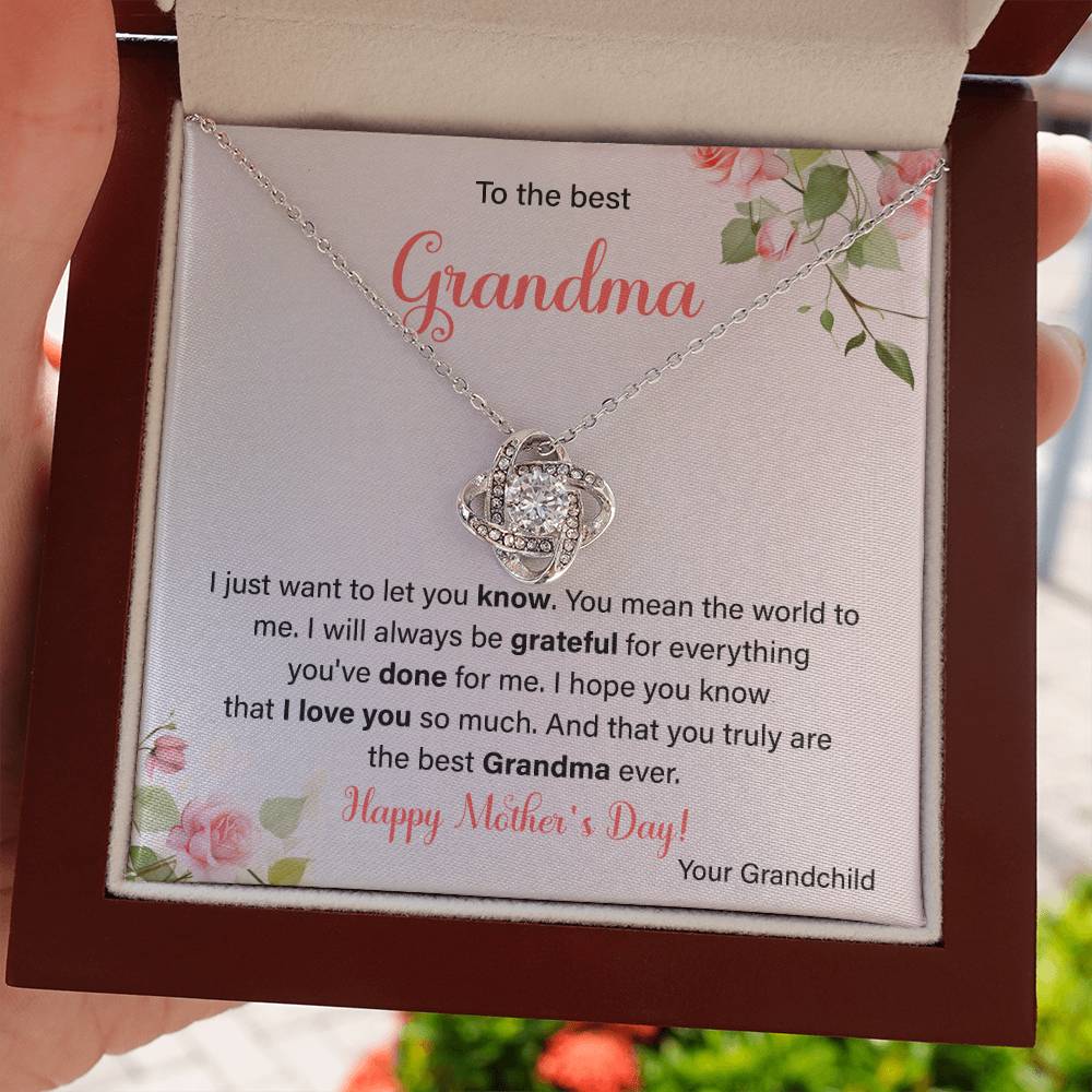 To The Best Grandma Grandmother Appreciation Necklace Love From Grandchild Gift Happy Mother’s Day For Her Sentimental Grandma Necklace Heartfelt Message For Old Lady Thank You Gift Gift For Special Person