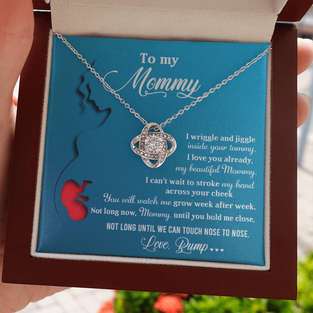 To My Mommy Necklace For Mothe's Day Jewelry For Mom, Gift For Mommy From Baby Bump, Pregnancy Gift For Mommy Love Knot Necklace With Meaningful Message Card And Box.