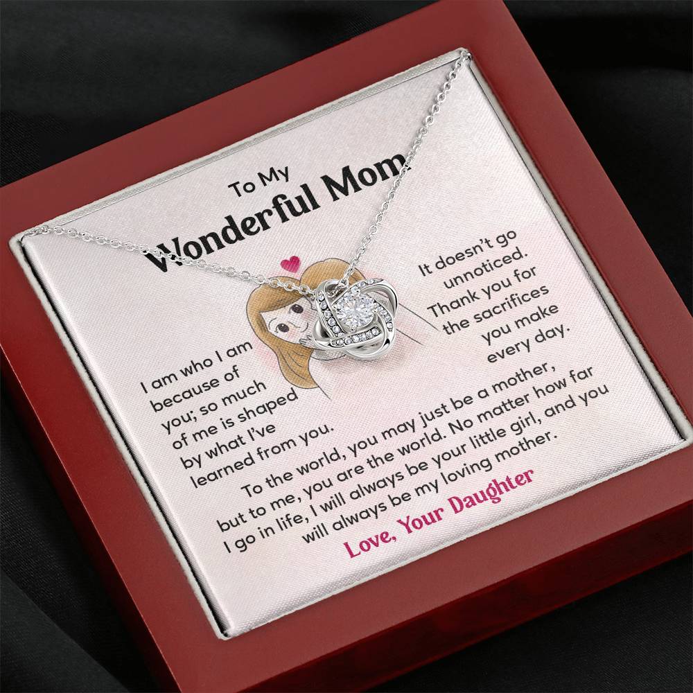 To My Wonderful Mom, Wonderful Mom Pendant Heartfelt Necklace For Her Thank You Gift For Sacrifice Sentimental Necklace For Love Loving Pendant Sentimental Pendant Appreciation Necklace For Her Special Pendant For A Mother Love Loving Pendant For Support