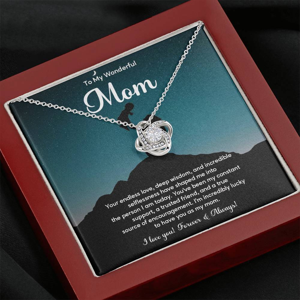 To My Wonderful Mom Elegant Jewelry Thoughtful Necklace For Love And Care Sweet Gift For Lifelong Support Sentimental Jewelry Heartfelt Necklace For Lifelong Bond Thank You Pendant For Support Sentimental Necklace Thank You Gift