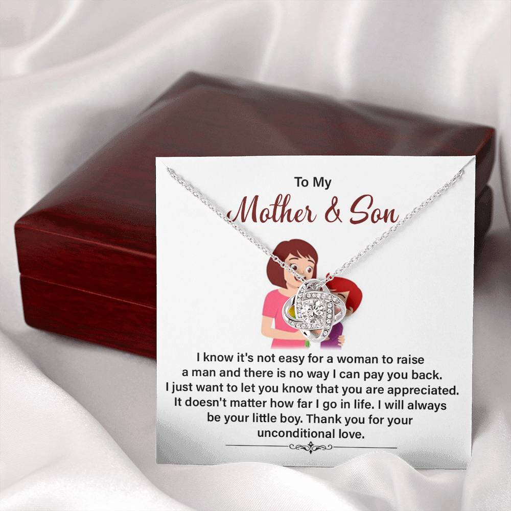 Mother and Son Necklace Gift with Message Card Inside