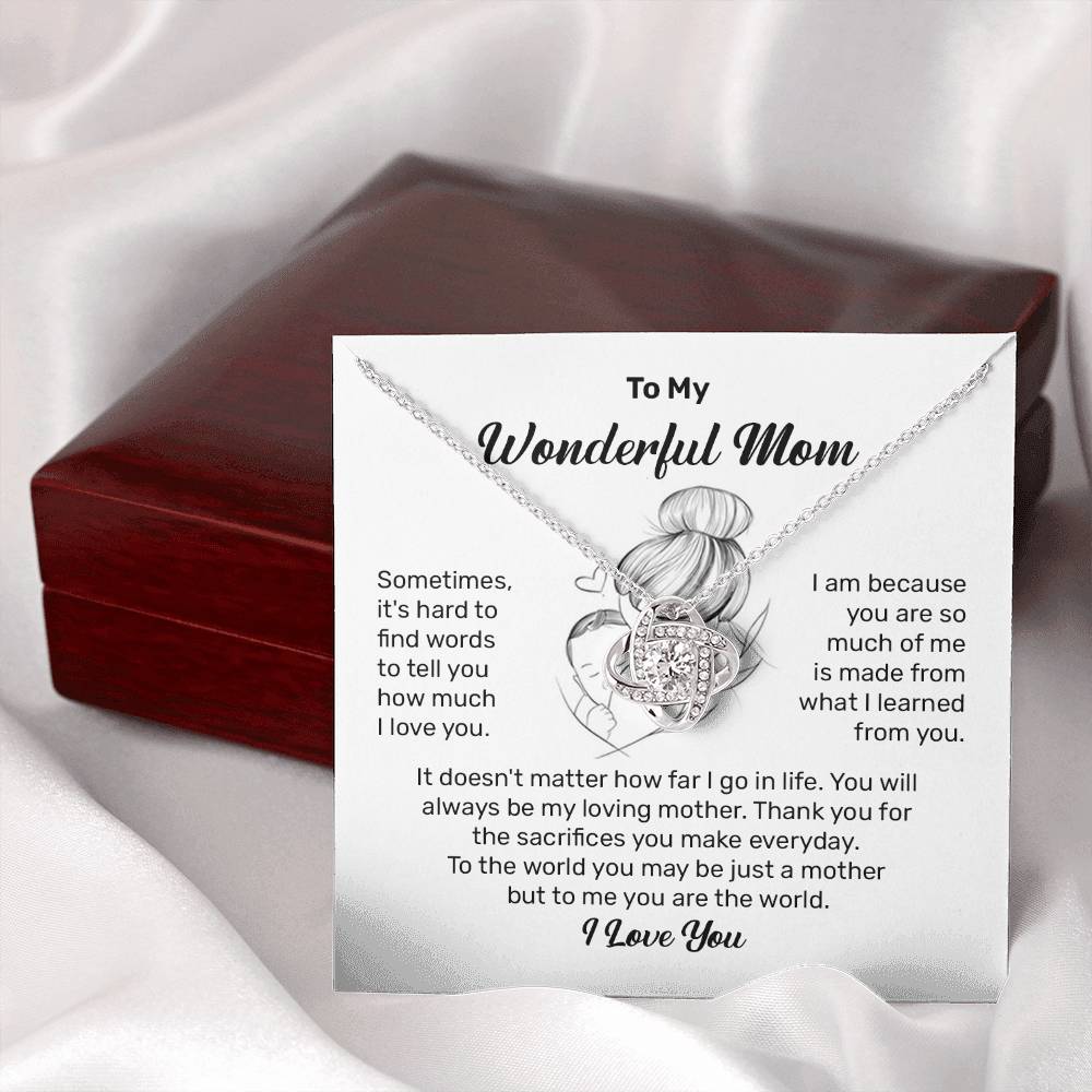 To My Wonderful Mom Heartfelt Necklace For Her Loving Jewelry For Mother's Day Thank You Gift Sentimental Necklace For Care Loving Pendant For A Cherished Bond Sentimental Pendant Appreciation Necklace For Her Thoughtful Necklace For Love And Support