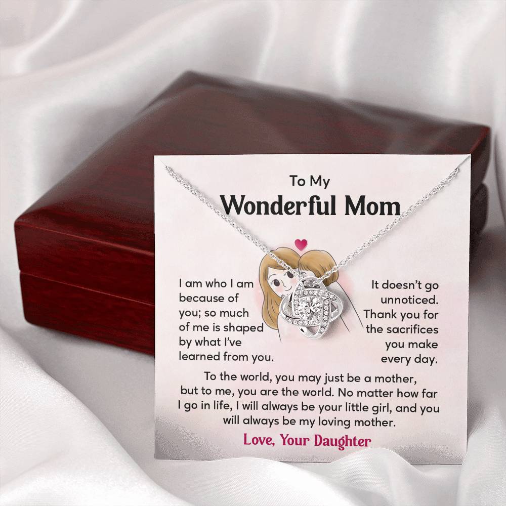 To My Wonderful Mom, Wonderful Mom Pendant Heartfelt Necklace For Her Thank You Gift For Sacrifice Sentimental Necklace For Love Loving Pendant Sentimental Pendant Appreciation Necklace For Her Special Pendant For A Mother Love Loving Pendant For Support