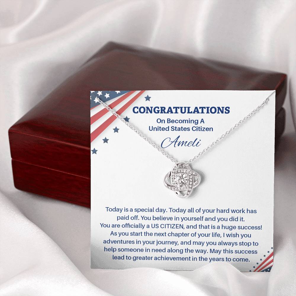 Congratulations Necklace For New U.s. Citizen Ameli Necklace For New U.s. Citizen Gift For Citizenship Achievement U.s. Citizenship Success Necklace Necklace With Citizenship Message Proud New Citizen Jewelry Necklace For First-time U.s. Citizen