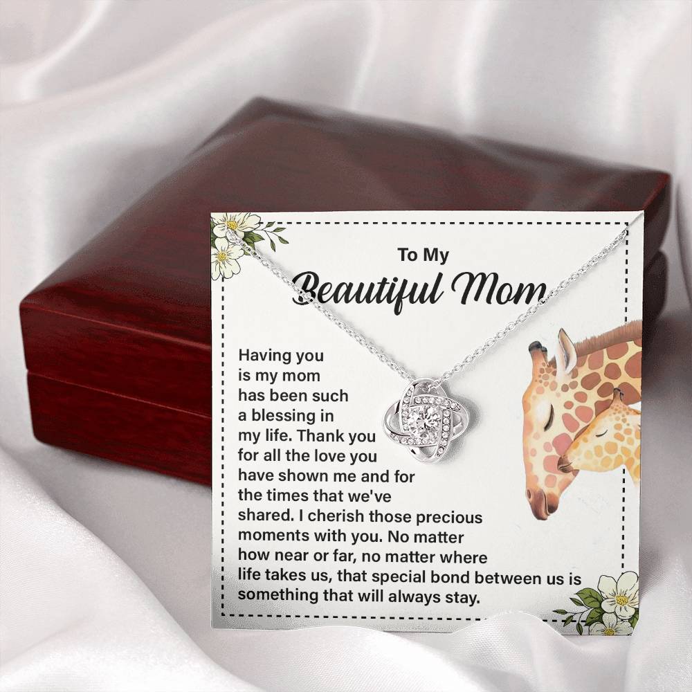 Daughter to Mom Necklace Gift with Message Card
