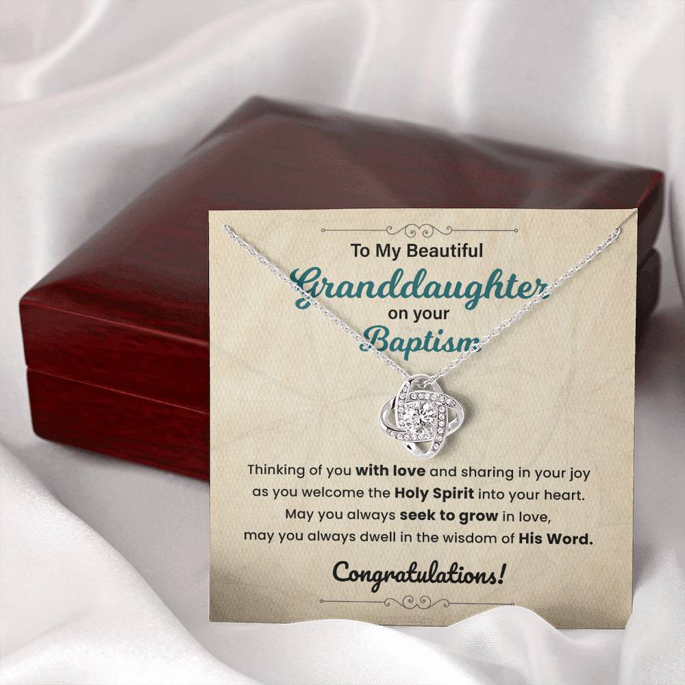 Baptism Necklace Gift For Granddaughter With Message Card