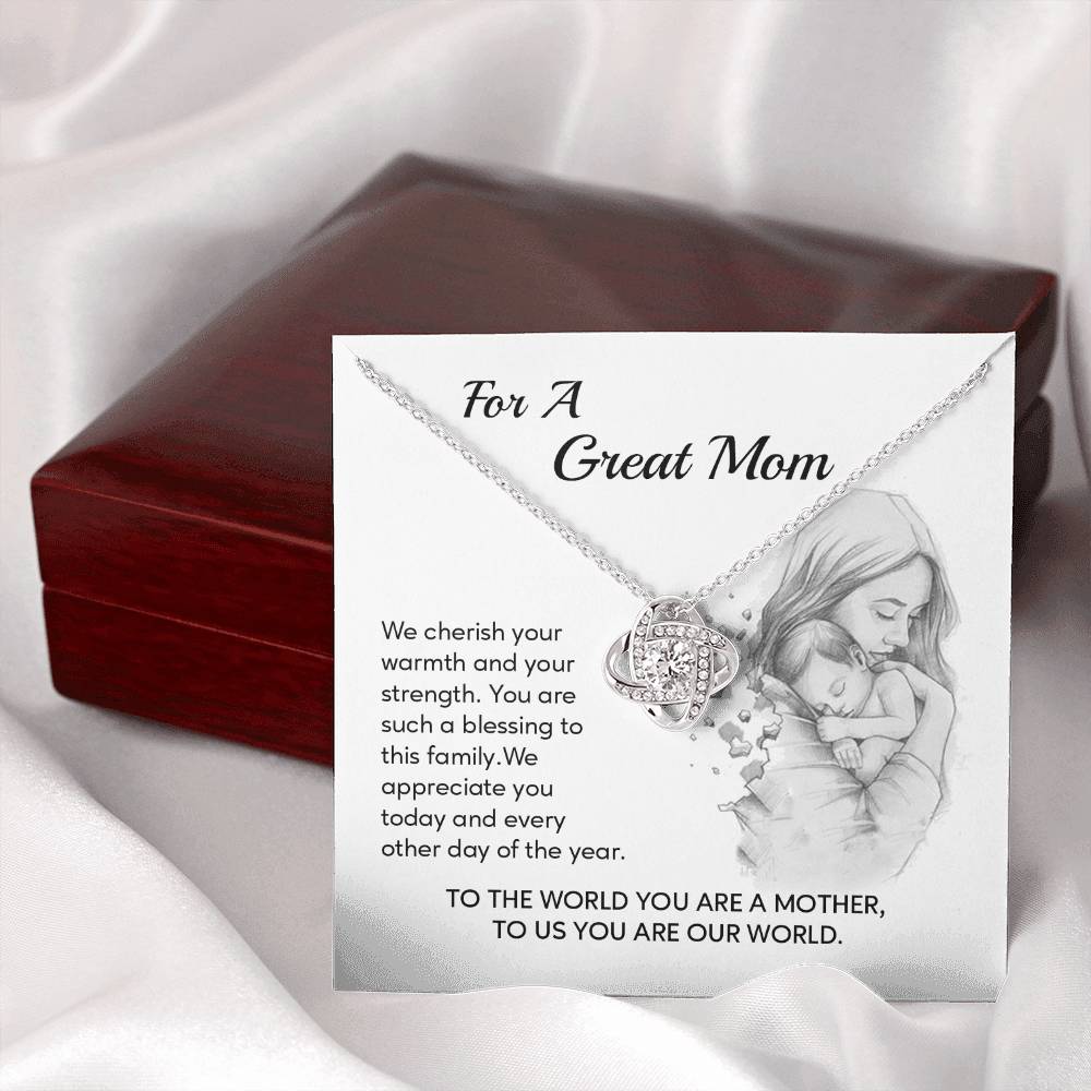 Great Mom Necklace Gift – You Are Our World Card