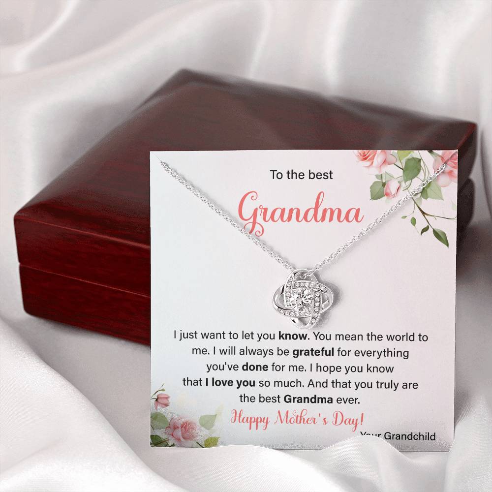 To The Best Grandma Grandmother Appreciation Necklace Love From Grandchild Gift Happy Mother’s Day For Her Sentimental Grandma Necklace Heartfelt Message For Old Lady Thank You Gift Gift For Special Person