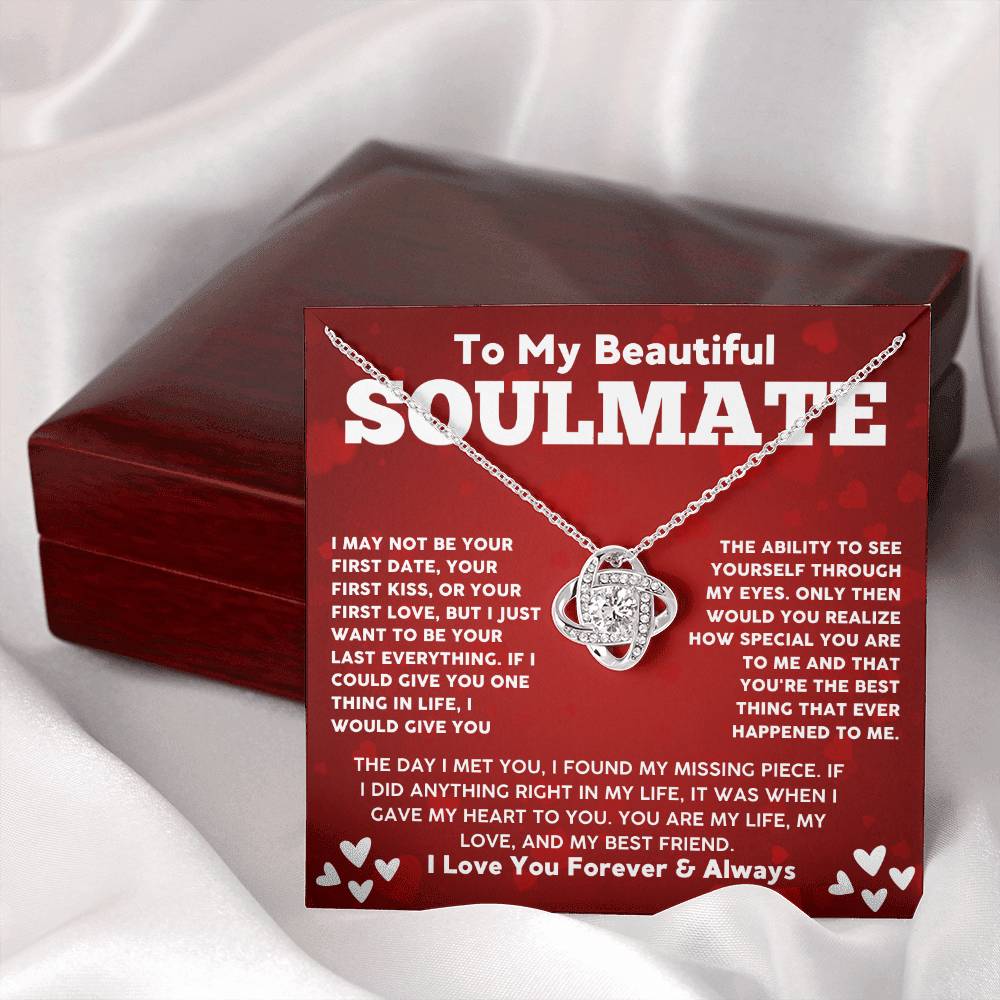 Soulmate Necklace Gift for Her with Message Card