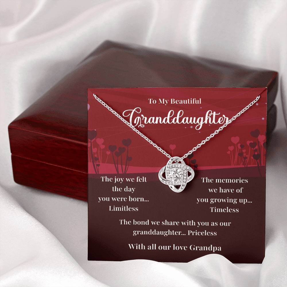 Granddaughter Necklace Gift from Grandpa with Message Card